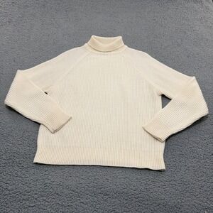 Vintage Thane Sweater Adult Size M Ribbed Turtleneck Cream White Wool Blend
